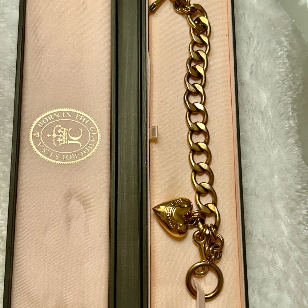 Juicy Couture Gold Chain Bracelet with Heart Charm